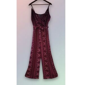 Rue21 Burgundy Patterned Jumpsuit